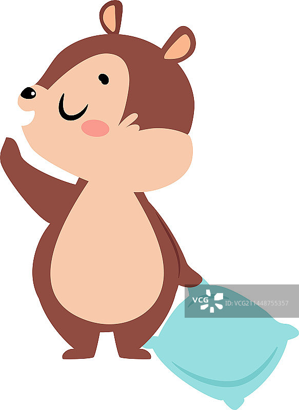 可爱的花栗鼠角色打哈欠图片素材