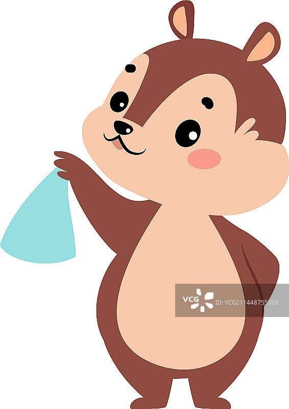 可爱的花栗鼠卡通形象挥手图片素材