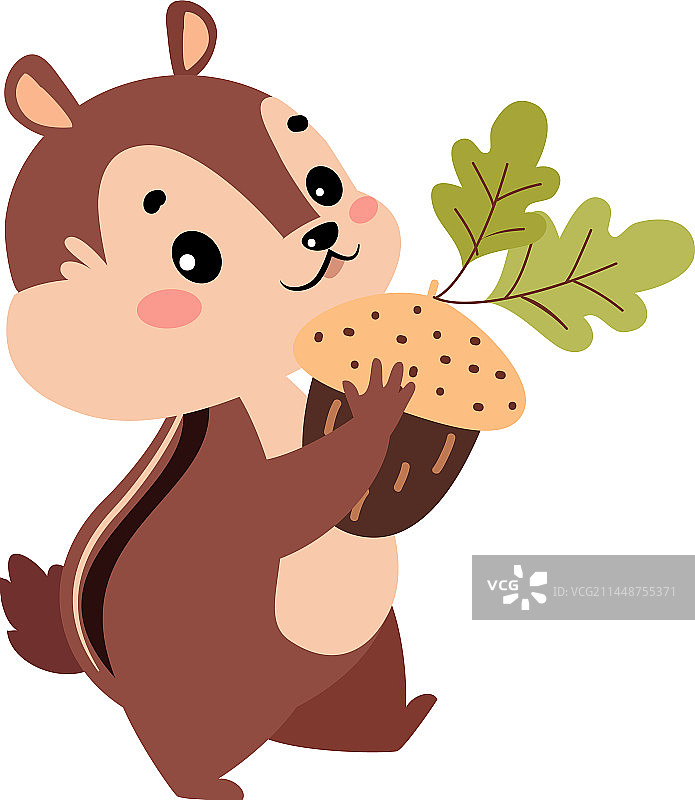 有趣的花栗鼠卡通形象，可爱的鼻子图片素材