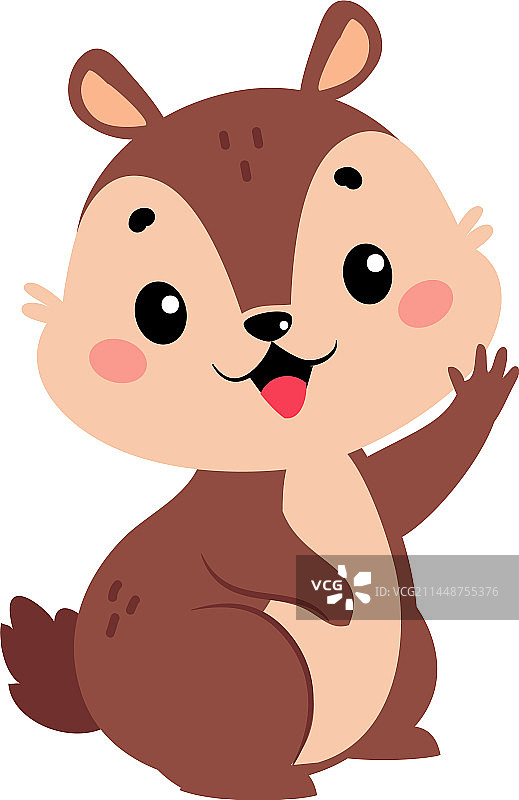 问候的可爱花栗鼠卡通形象图片素材