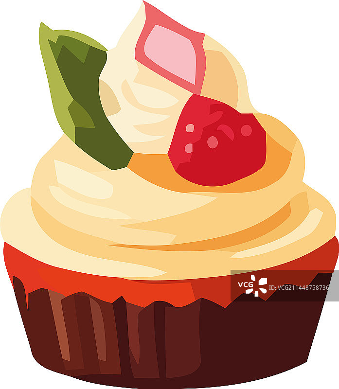 奶油浆果装饰甜杯形蛋糕图片素材