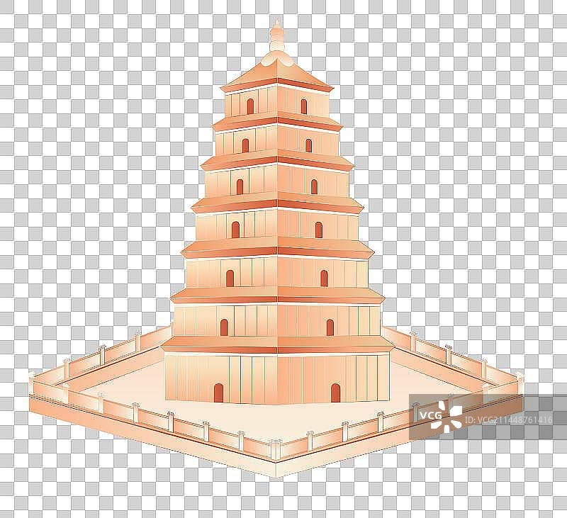 一带一路陆上丝路中欧班列西安大雁塔国潮元素图片素材