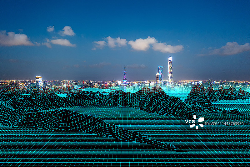 上海城市建筑风光大数据概念图片素材