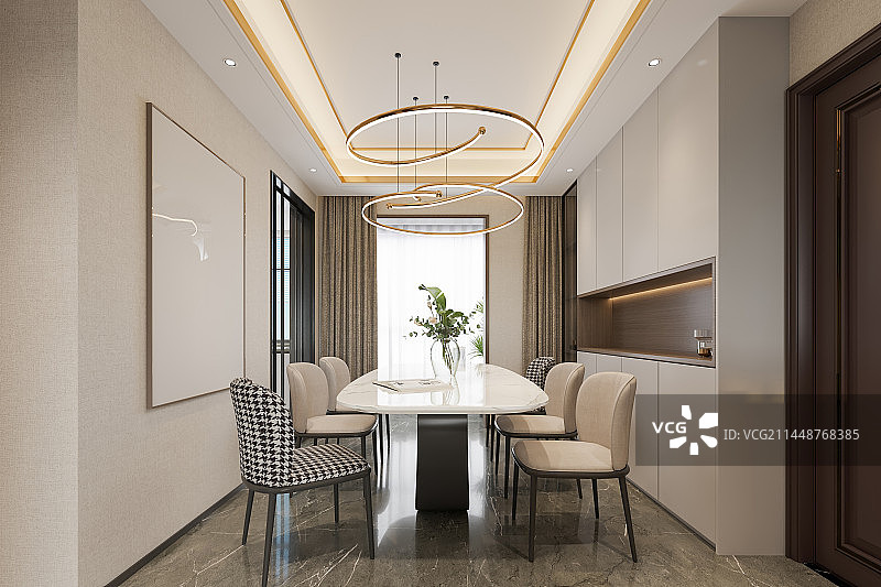 现代风格高端住宅内部餐厅图片素材