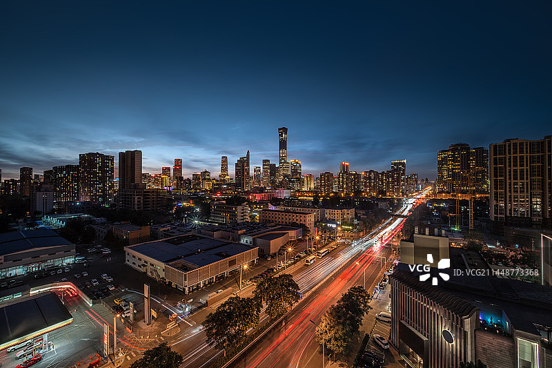 北京大望路国贸CBD夜景全景图片素材