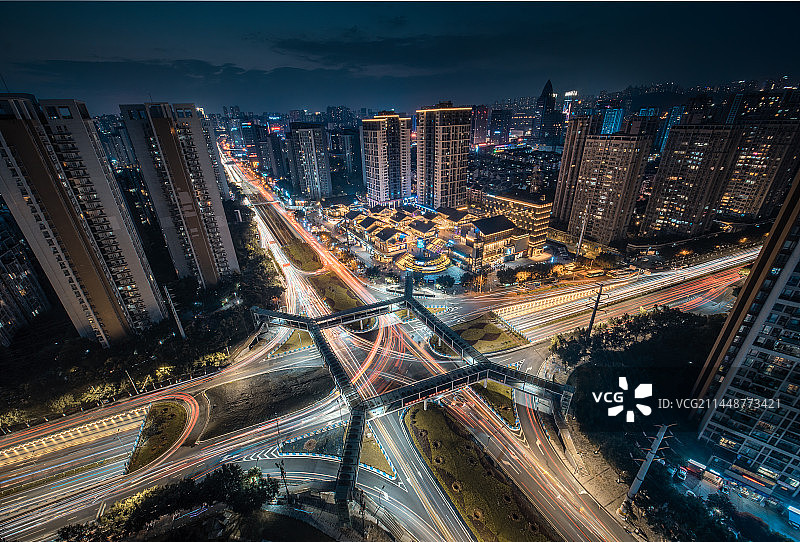 重庆渝北区渝鲁立交夜景图片素材