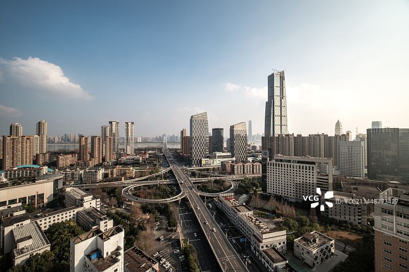 武汉二环汉口城市天际线图片素材