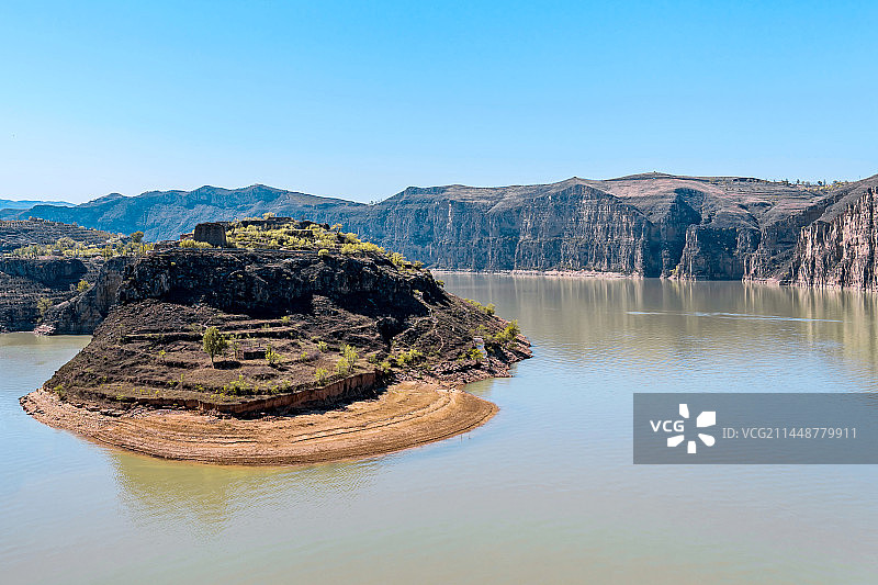 中国内蒙古呼和浩特清水河县老牛湾黄河大峡谷高视角风光图片素材