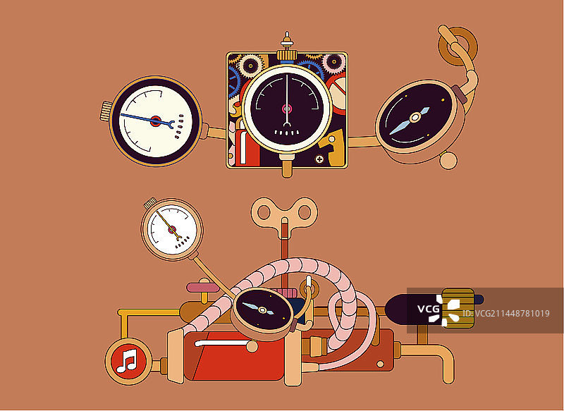 蒸汽朋克蒸馏计时装置矢量素材图片素材