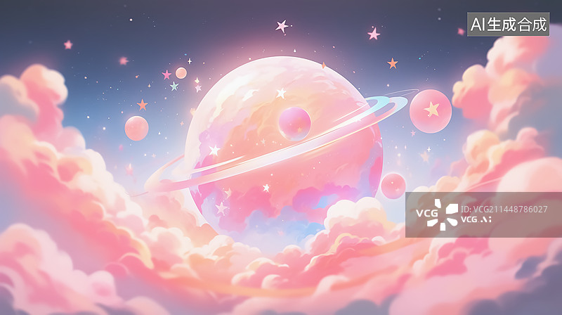 【AI数字艺术】梦幻星球插画图片素材
