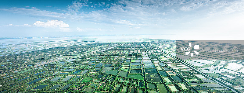航拍苏州东山，太湖，绿色的农田图片素材