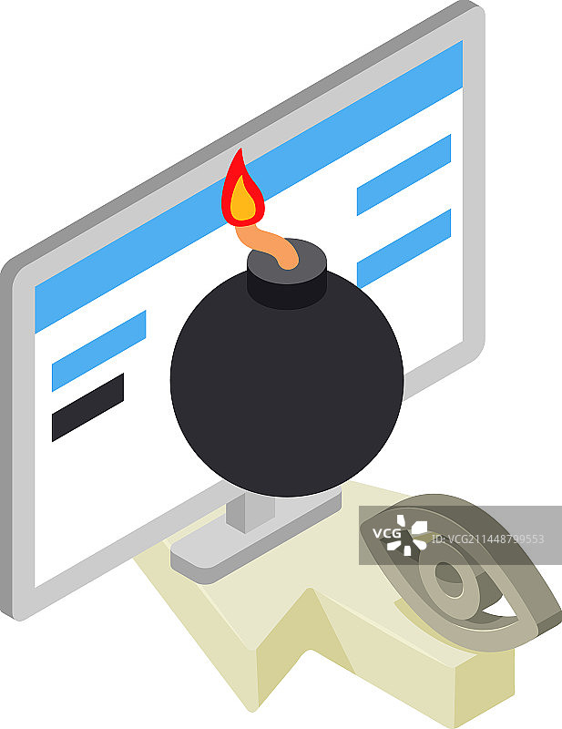 网络攻击炸弹等距图标图片素材