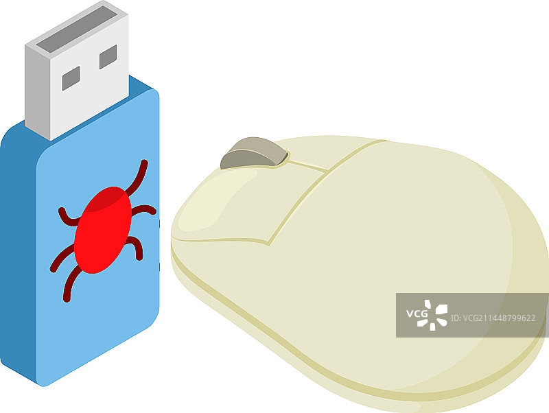 带感染标识的2.5D U盘图标图片素材