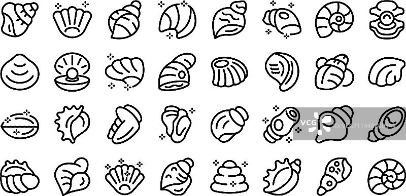 海螺图标轮廓集（海滩贝壳）图片素材
