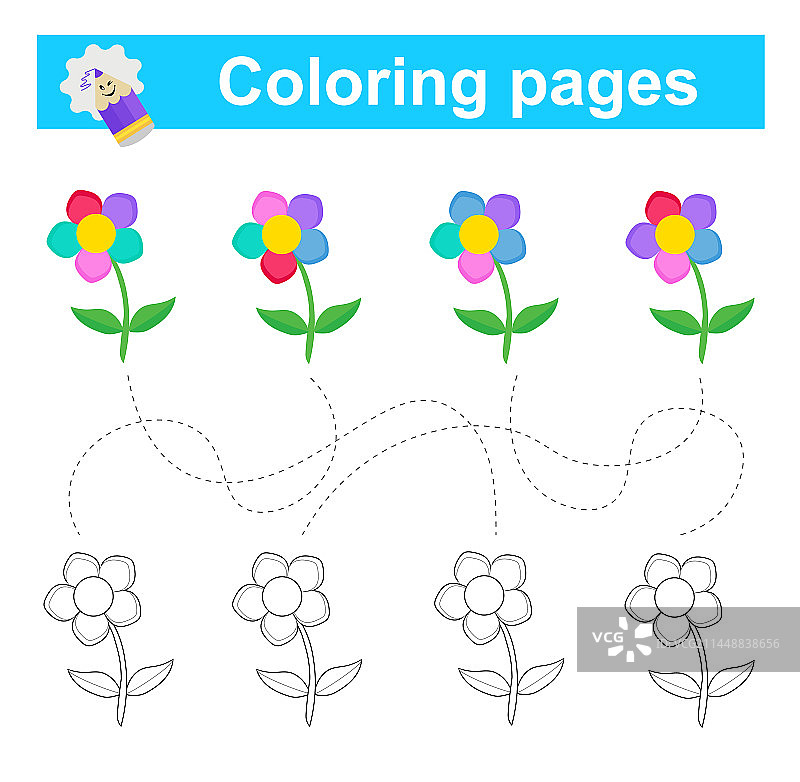 走过迷宫，给花朵上色图片素材