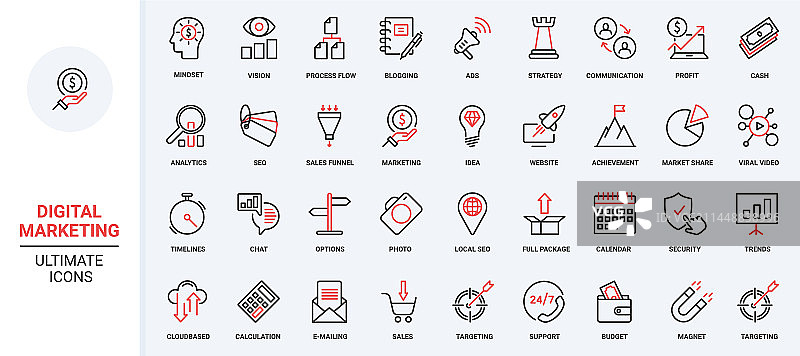 潮流红黑细线条素材图片素材