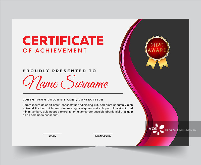 渐变优雅的感谢证书图片素材