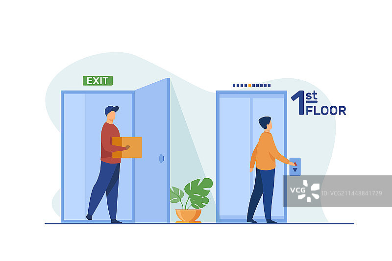 人们站在一楼打电话图片素材