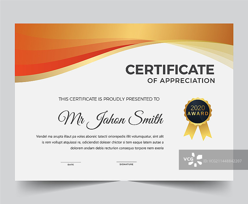 创意优雅的感谢证书图片素材