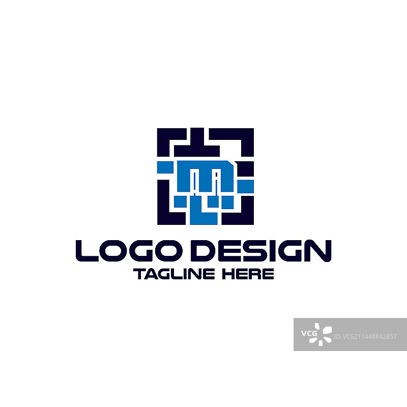 字母M条形码技术logo设计图片素材