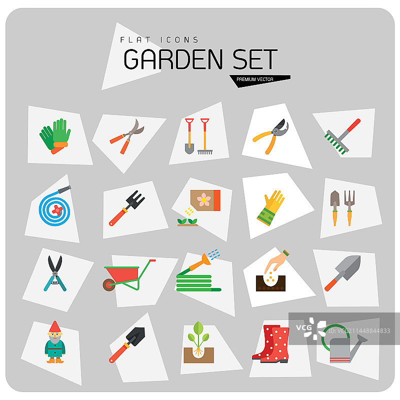 花园扁平风格图标合集图片素材