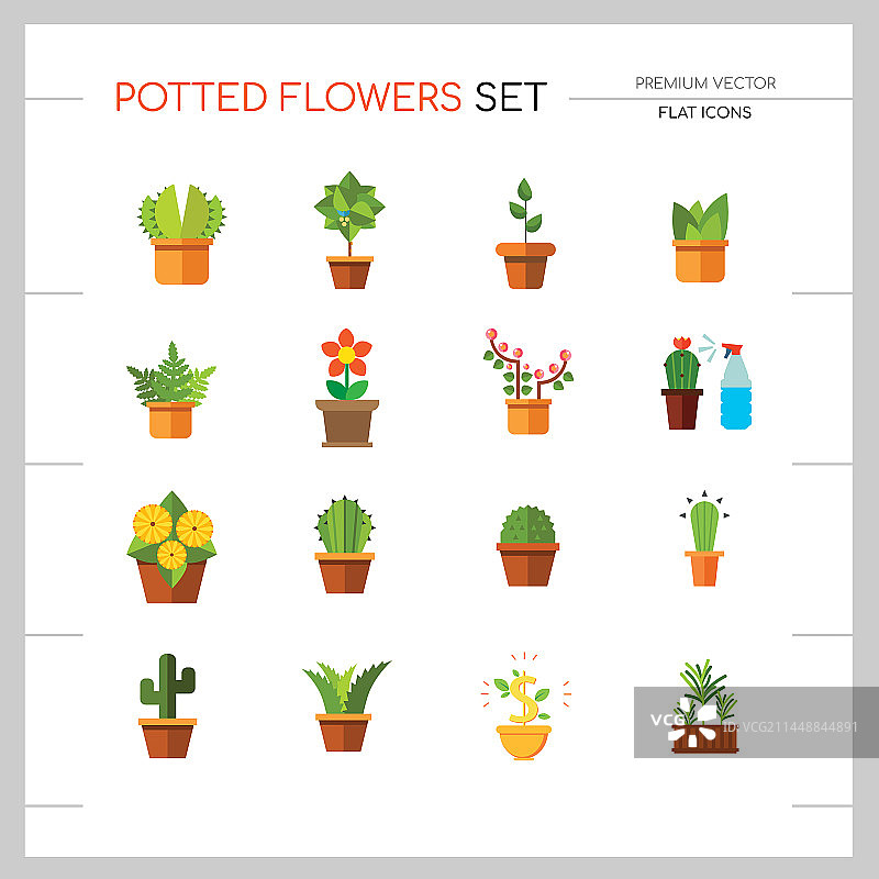 盆栽花卉图标合集图片素材