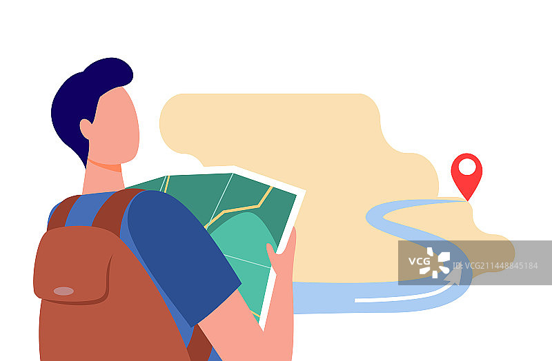 男人在地图上寻找路线图片素材