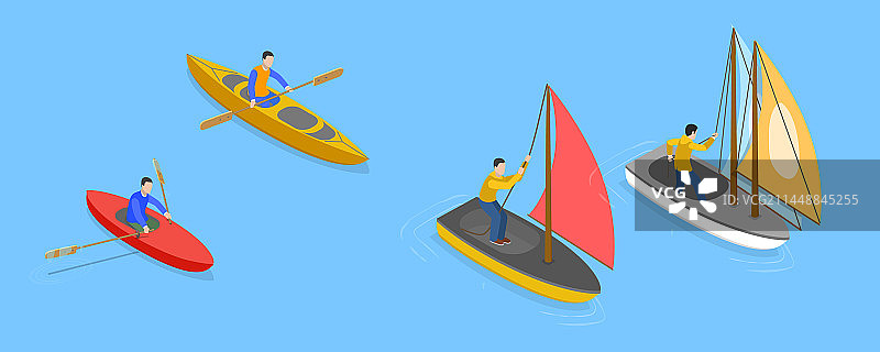 2.5D帆船扁平风格设计图片素材