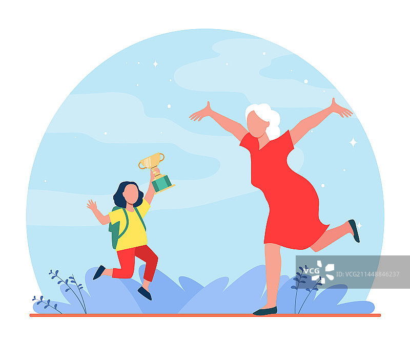 祖父母祝贺孙子/孙女获胜图片素材