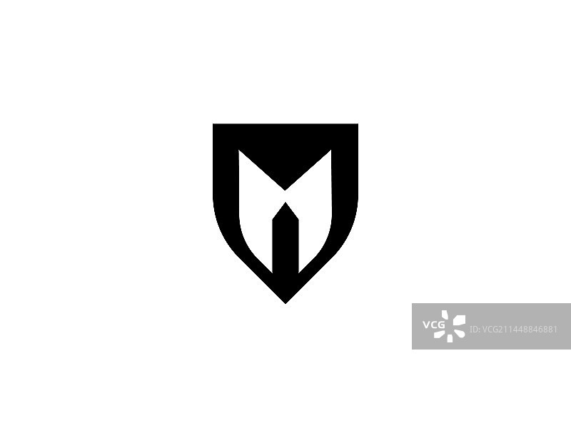 带有盾牌的字母M标志设计图片素材