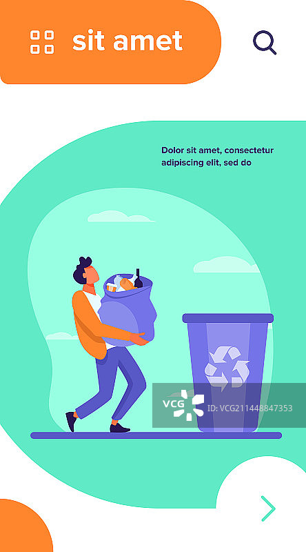 年轻人提着垃圾袋去垃圾箱图片素材