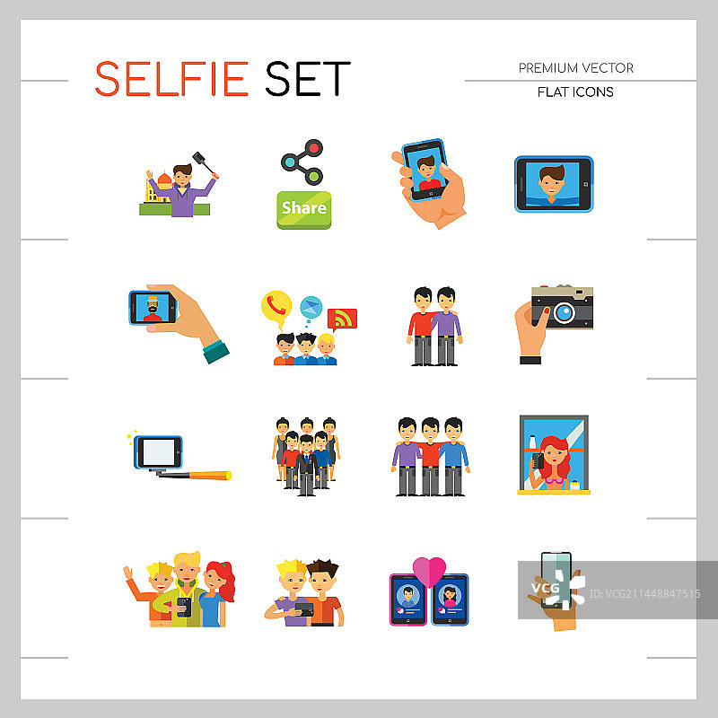 自拍图标集图片素材