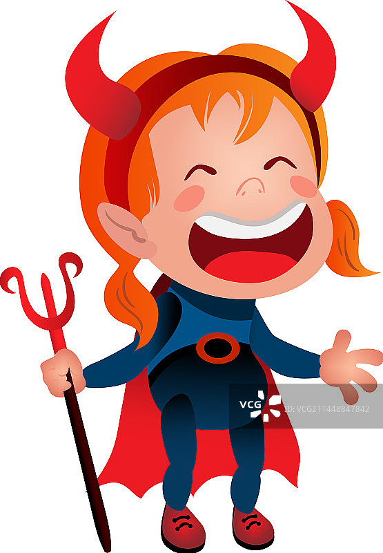 穿着恶魔服装大笑的女孩图片素材