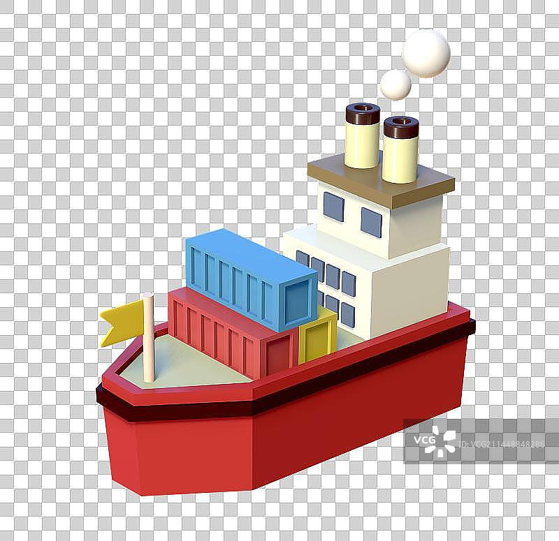 货轮3D插画元素图片素材