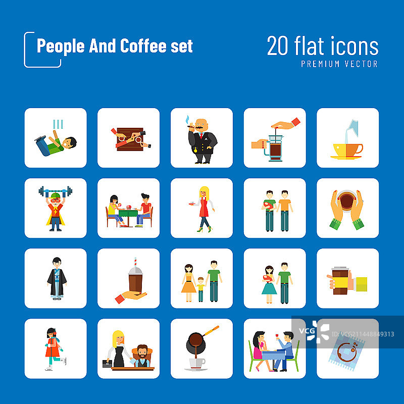 人物和咖啡图标集图片素材