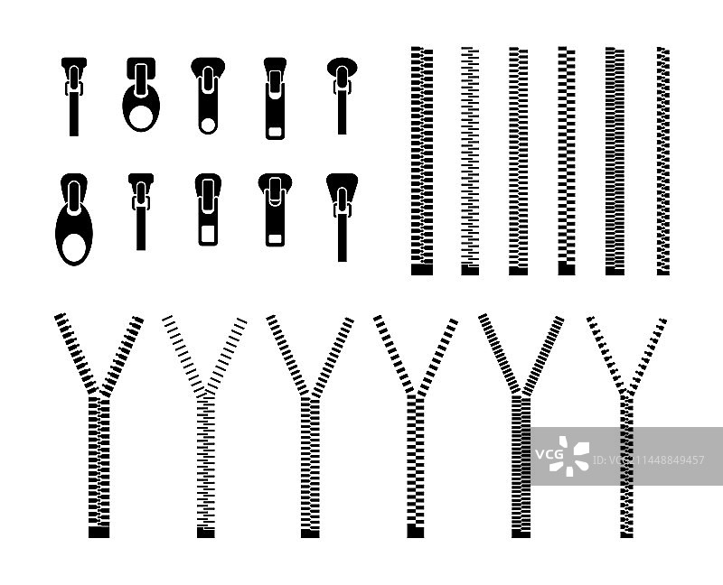 拉链轮廓扁平图案合集图片素材