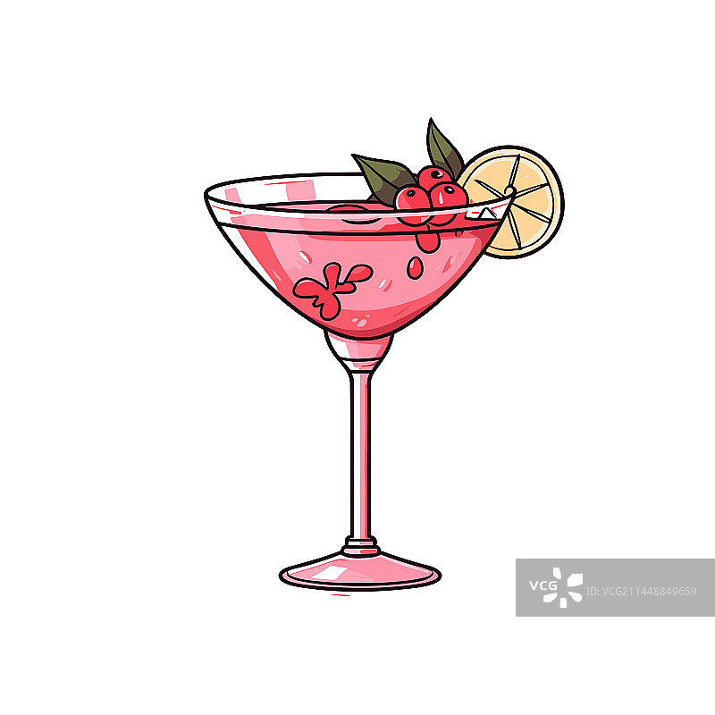 大都会鸡尾酒手绘漫画图片素材