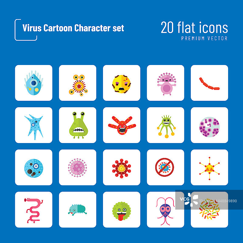 病毒卡通角色图标集图片素材