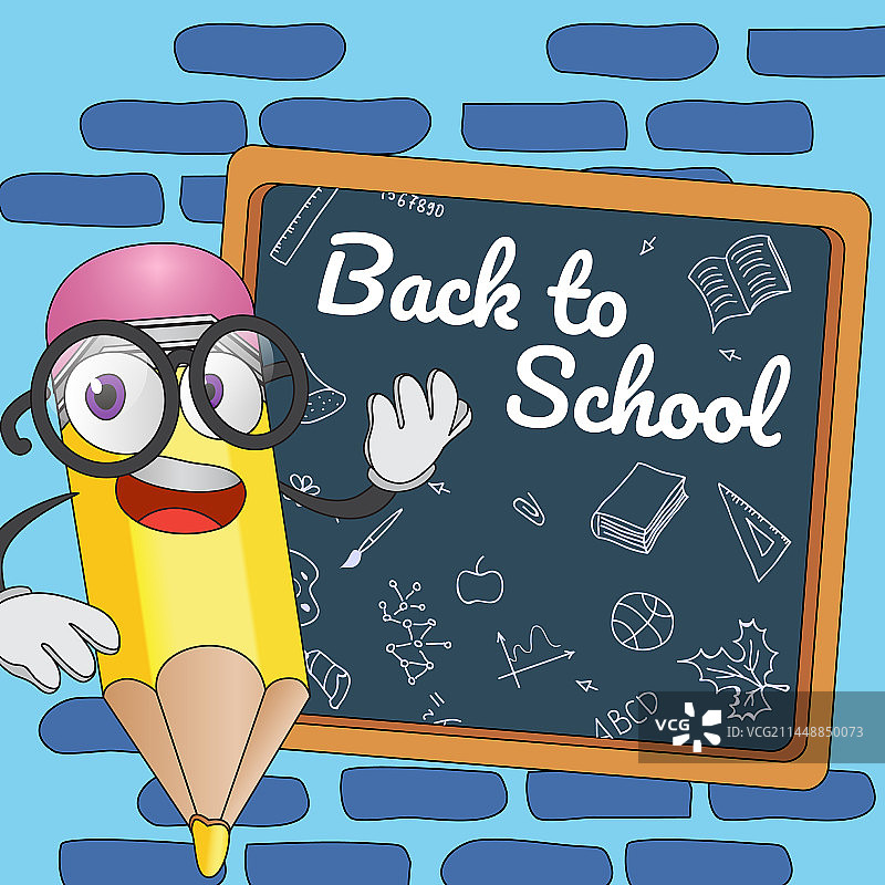 卡通铅笔返校海报设计图片素材