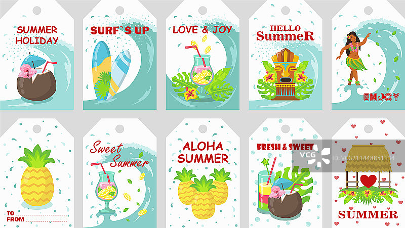 夏季假期标签设计集图片素材