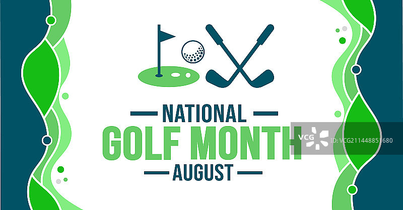 8月是全国高尔夫月背景模板图片素材