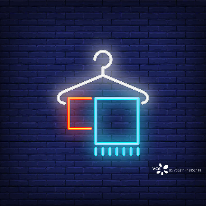 挂在衣架上的毛巾霓虹灯标志图片素材