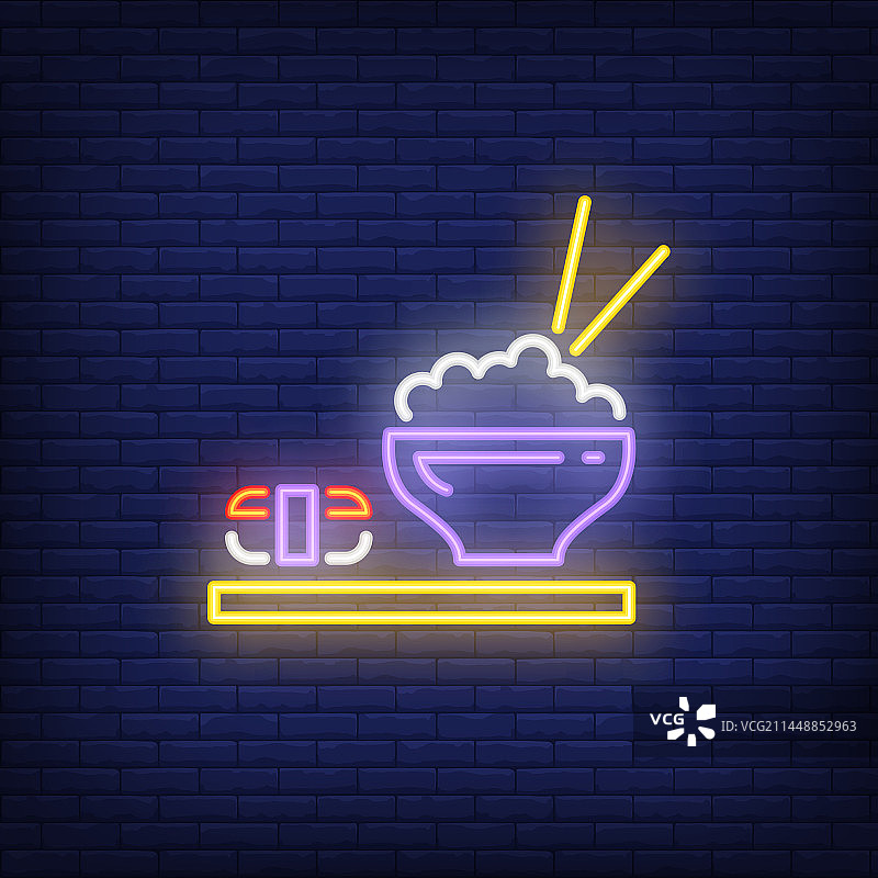 日式寿司米饭霓虹灯标志图片素材