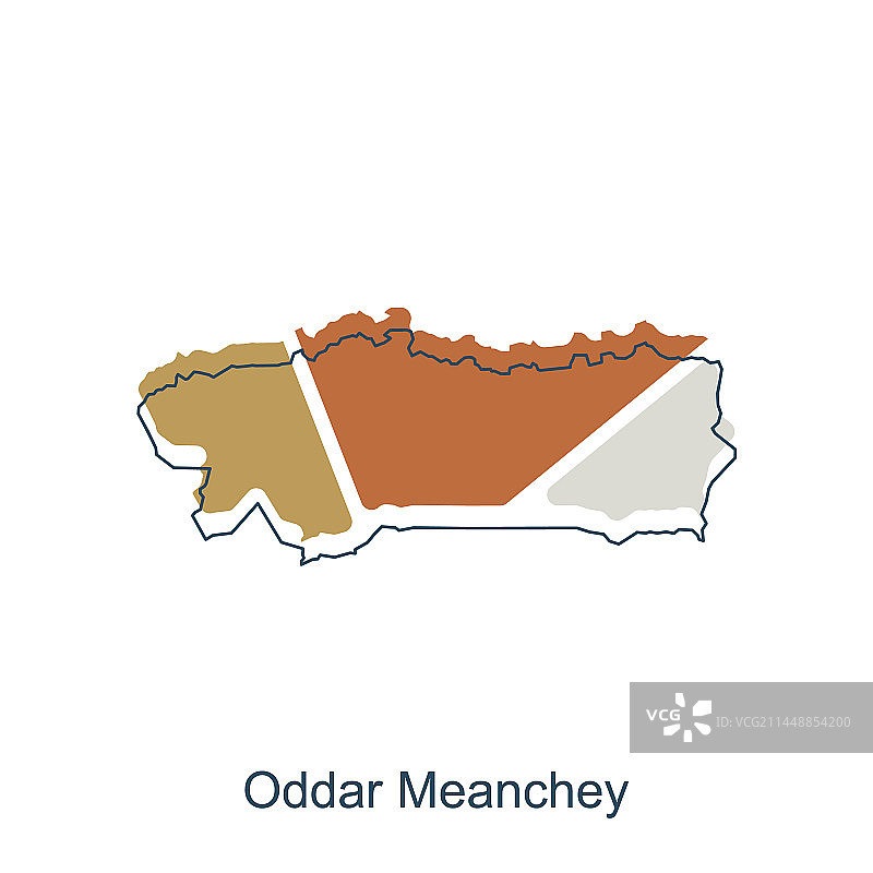 现代奥多棉芷省轮廓地图图片素材
