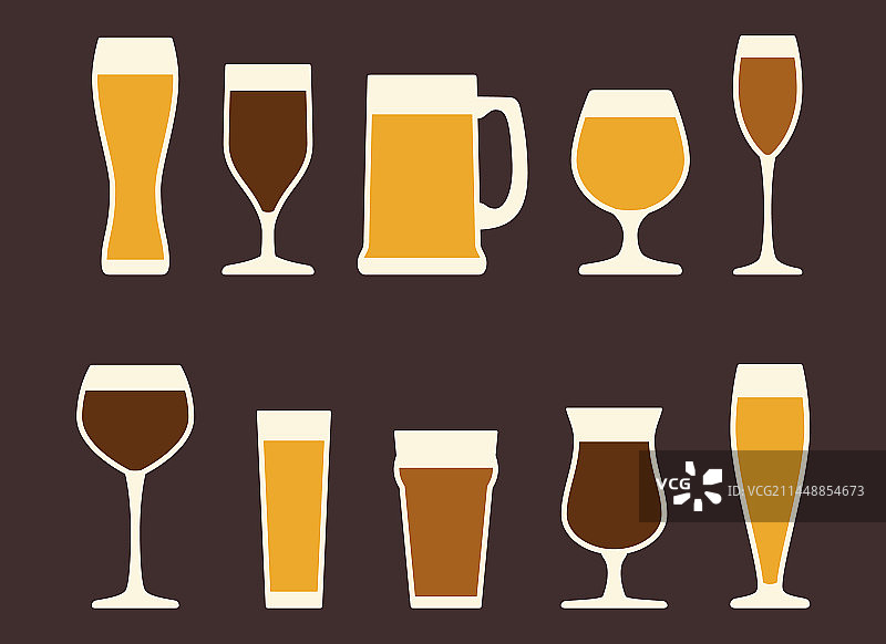 啤酒杯和平底马克杯酒精饮料菜单合集图片素材