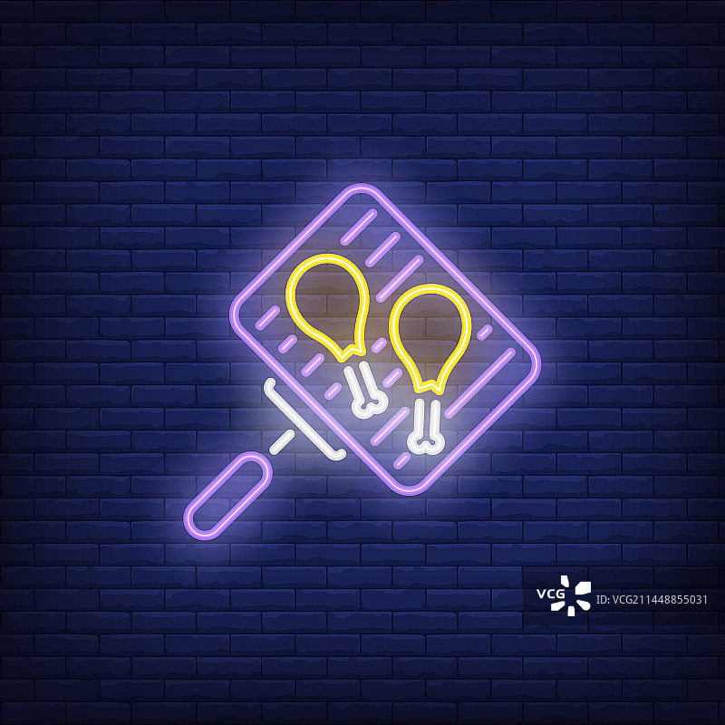 手持烤架上的鸡腿霓虹灯标志图片素材