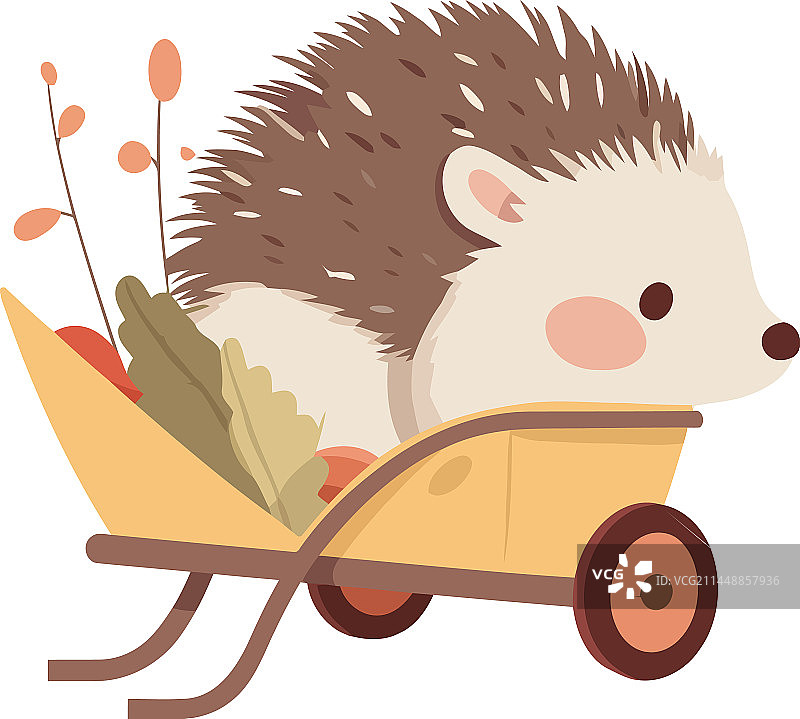 可爱的刺猬拉着玩具包图片素材