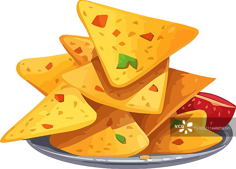 搭配新鲜蔬菜的美食玉米片图片素材