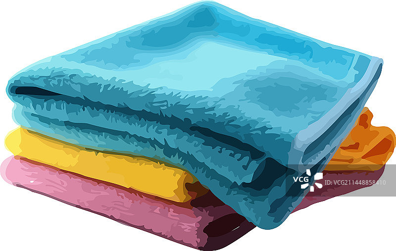 一叠干净的多色毛巾图片素材