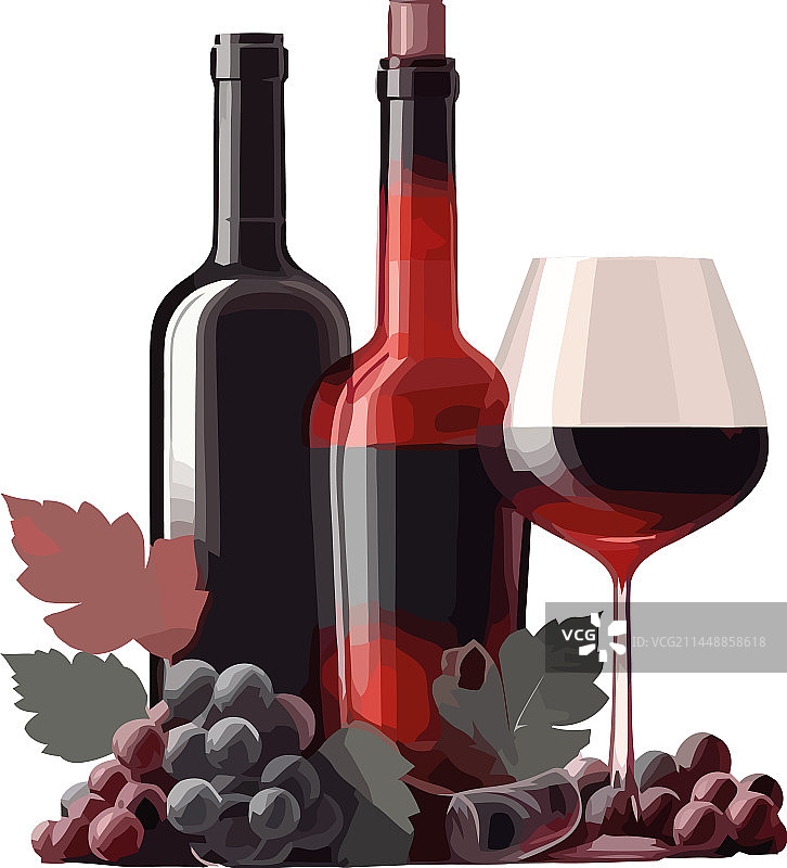 美味红酒、酒杯与葡萄图片素材